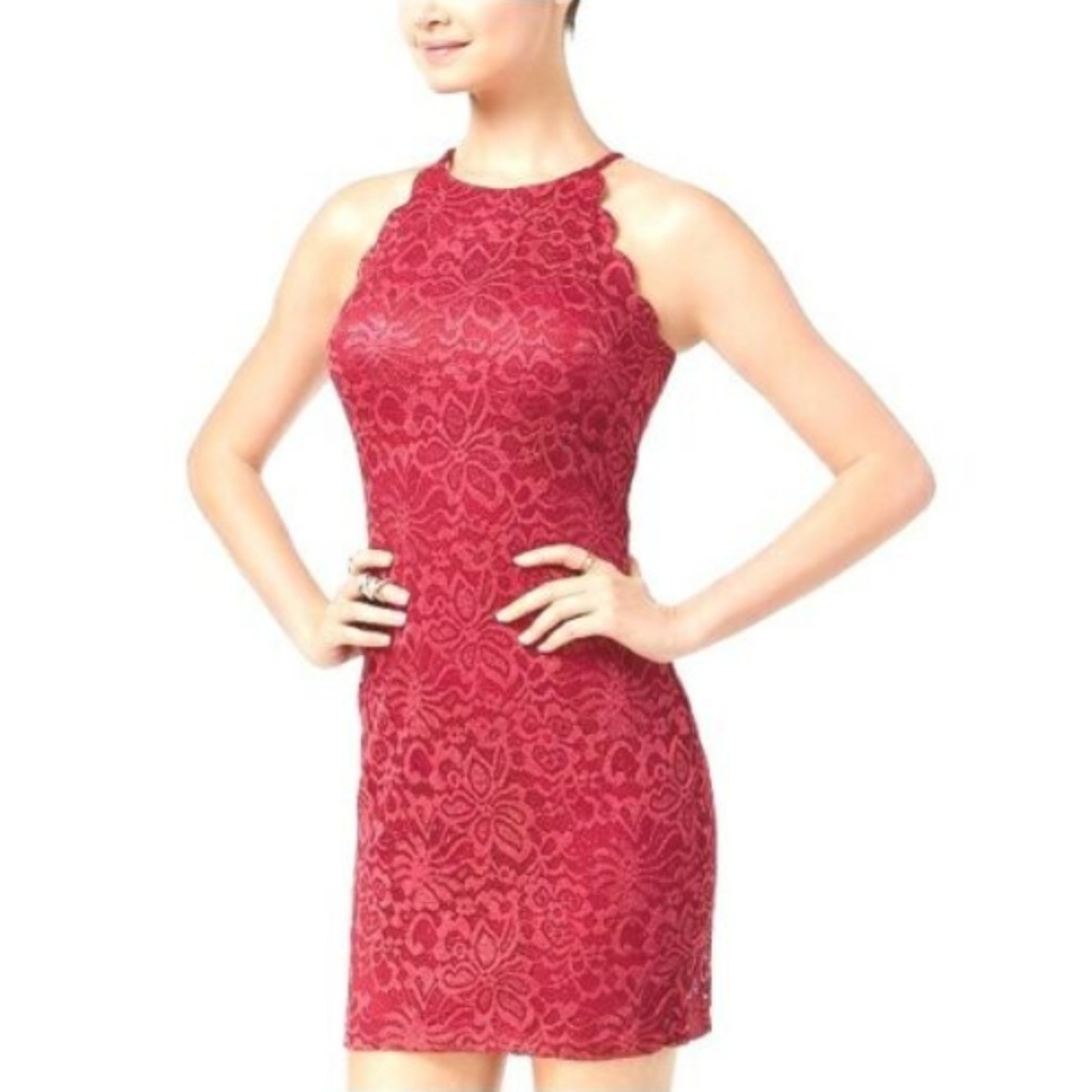 BCX Glitter Lace Bodycon Halter Dress Size 5